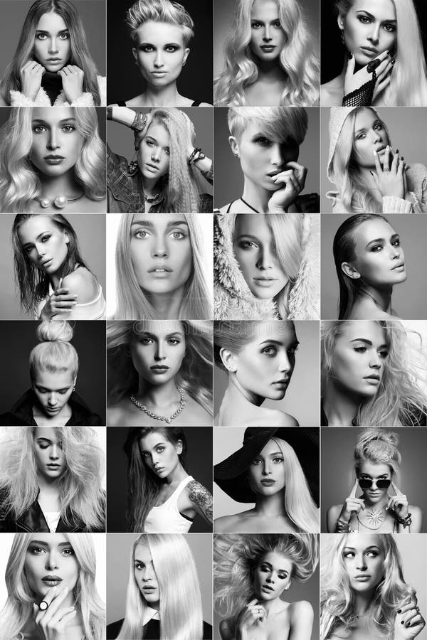 Collage delle bionde di bellezza Fronti delle donne fotografia stock Collage delle bionde di bellezza Fronti delle donne fotografia stock