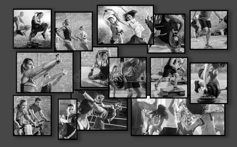 Collage delle foto di sport con la gente immagini stock libere da diritti Collage delle foto di sport con la gente immagini stock libere da diritti