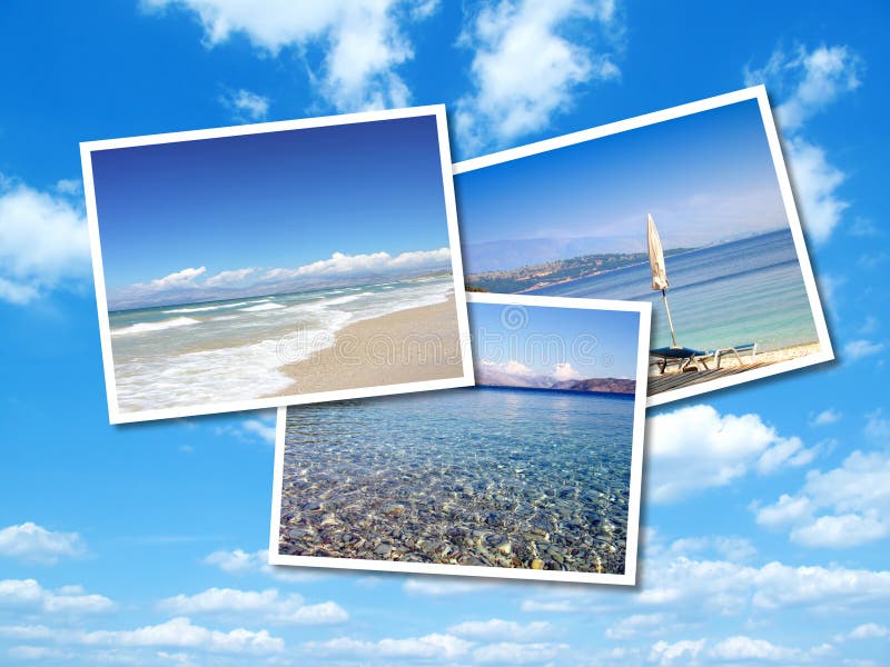 Collage delle immagini della spiaggia di estate