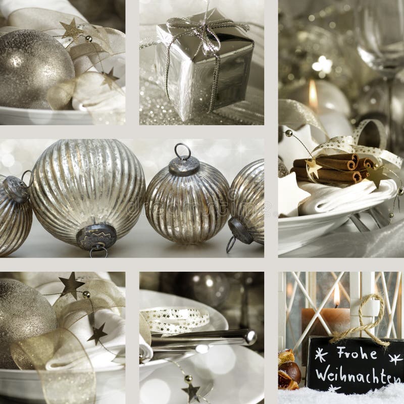Collage der Weihnachtsplatzeinstellungen stockbilder Collage der Weihnachtsplatzeinstellungen stockbilder