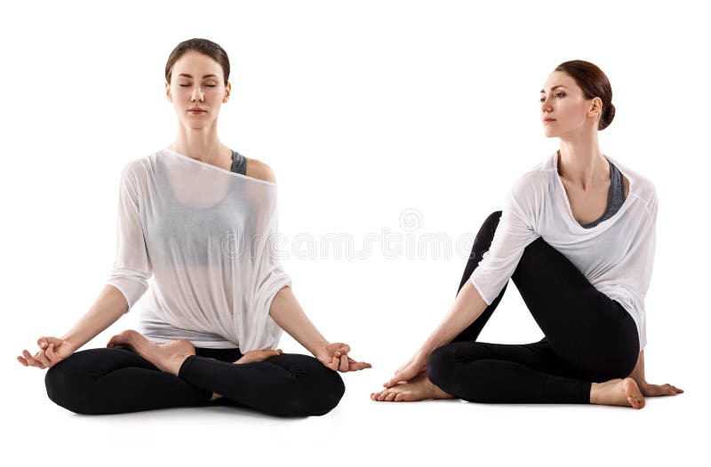 Collage des schönen übenden Yoga der jungen Frau lizenzfreies stockfoto Collage des schönen übenden Yoga der jungen Frau lizenzfreies stockfoto