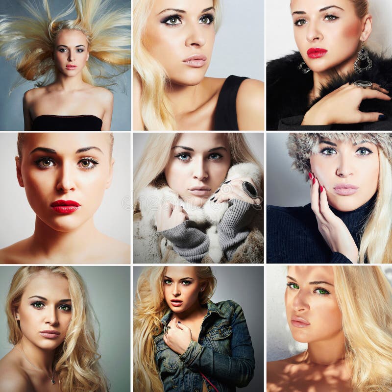 Collage di modo Gruppo di belle giovani donne bionde ragazze differenti di stile Donna di bellezza fotografia stock libera da diritti Collage di modo Gruppo di belle giovani donne bionde ragazze differenti di stile Donna di bellezza fotografia stock libera da diritti