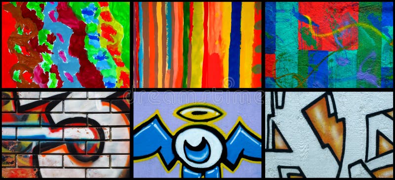Collage of different mural stock photo