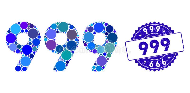 Collage 999 Digits Text Icon with Grunge 999 Stamp royalty free illustration