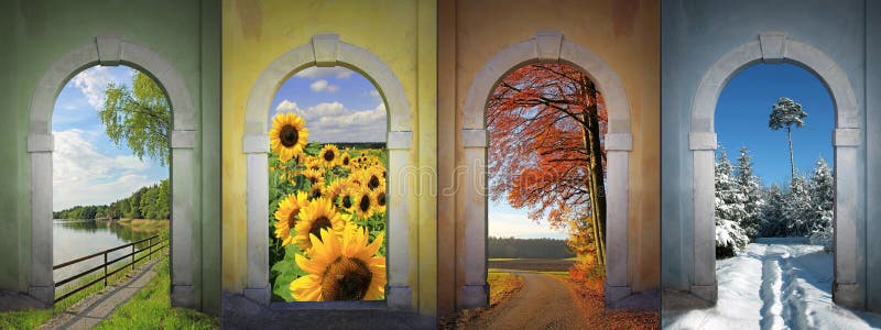 Collage four seasons - landscapes
