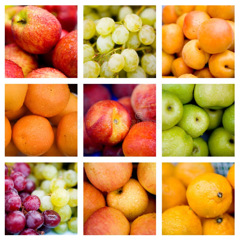 Collage of fresh fruit