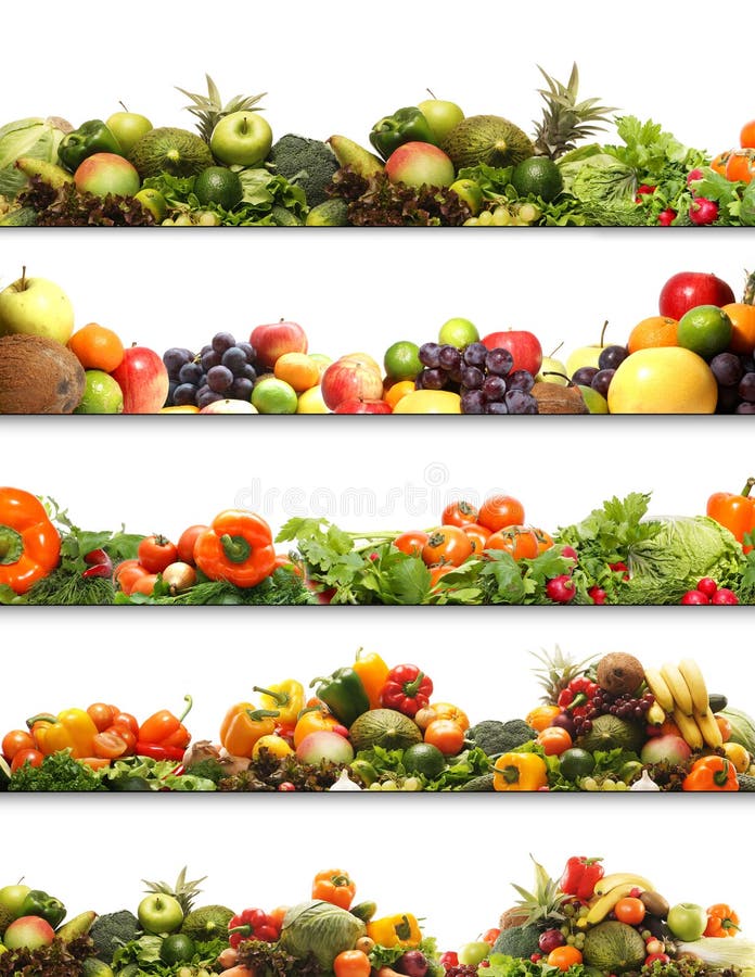 Un collage di immagini con prodotti freschi e gustosi frutti e verdure.