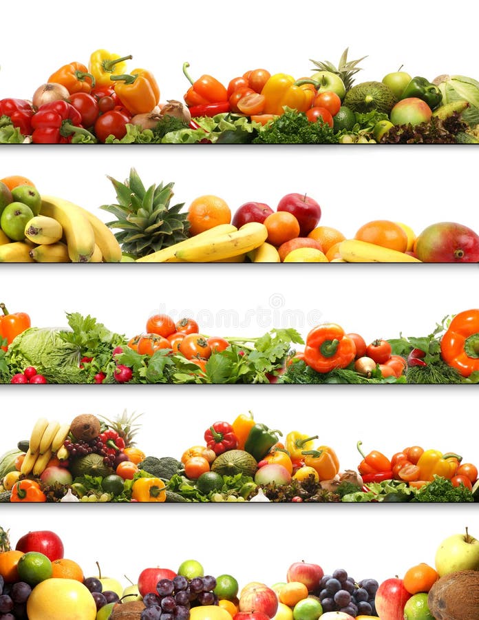 A collage of fresh and tasty fruits and vegetables