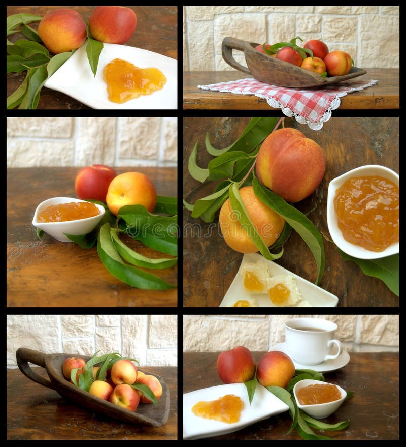 Collage with fruit and jam