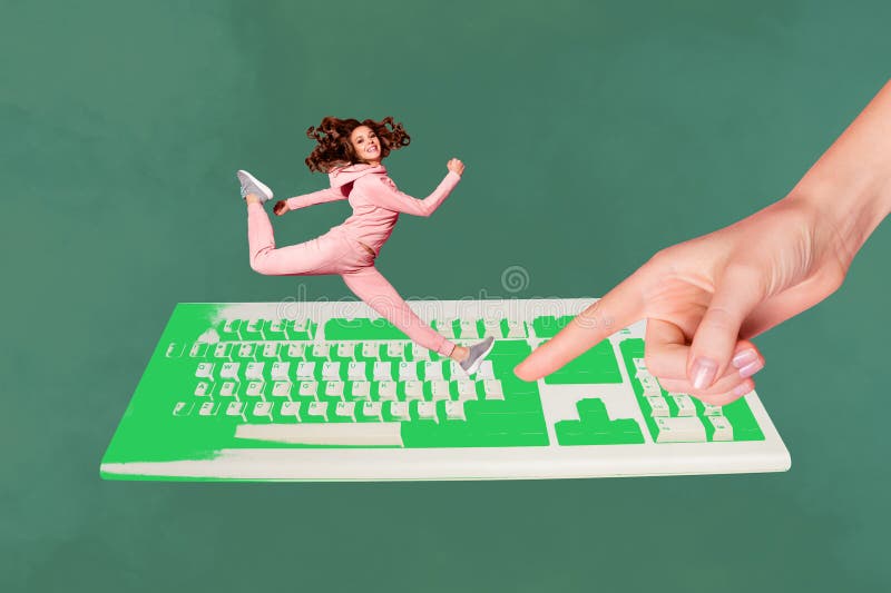 Collage of funny business person relax coffee retro computer keyboard keys text programming code in work concept royalty free stock images