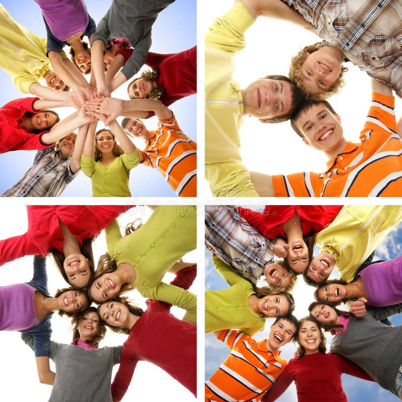 Collage of happy teenagers hanging out together stock photos Collage of happy teenagers hanging out together stock photos