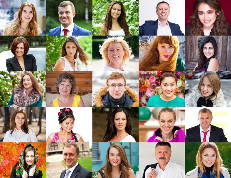 Collage of happy young people stock photo
