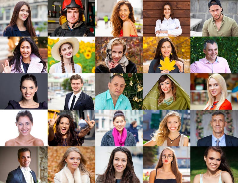 Collage of happy young people royalty free stock images