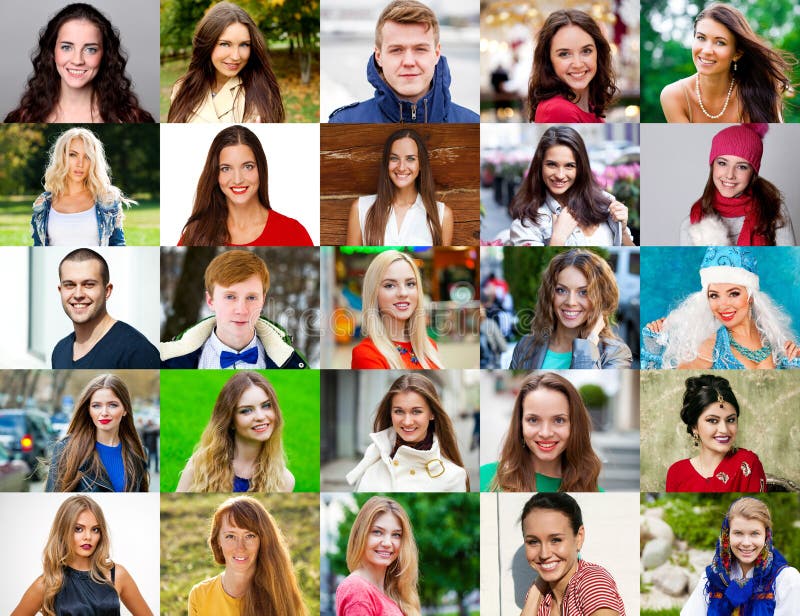 Collage of happy young people royalty free stock images