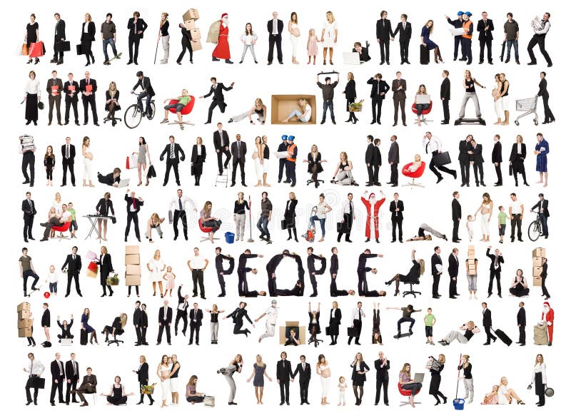 Collage, die eine Vielzahl von Menschen mit unterschiedlichen Ausdruck isoliert auf weißem hintergrund.