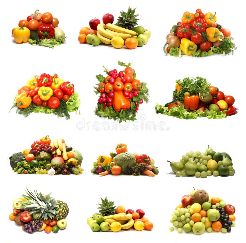A collage of many different fruits and vegetables