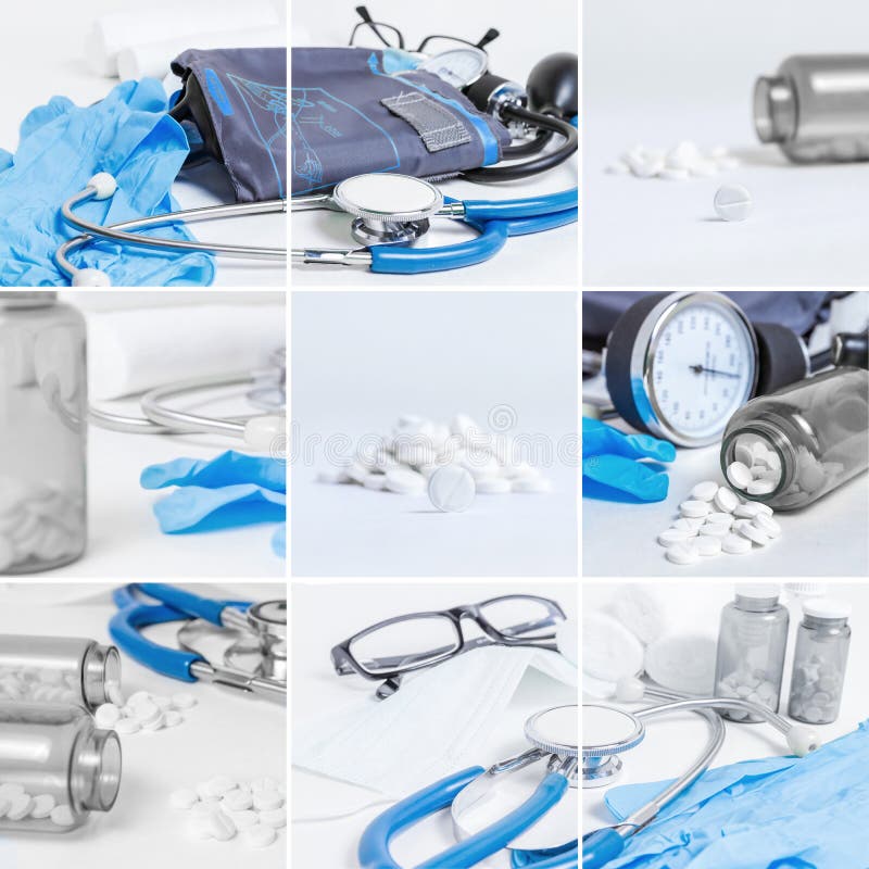 Collage médical d'objets photographie stock Collage médical d'objets photographie stock