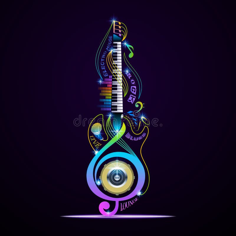 Collage per roccia, jazz, blu, salotto degli strumenti musicali, elettronico, in tensione royalty illustrazione gratis