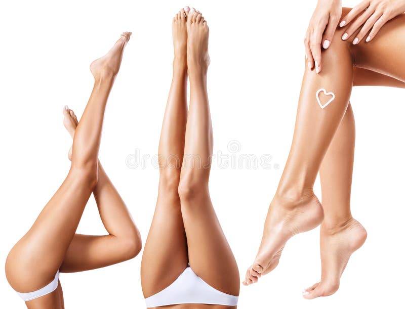 Collage of perfect and healthy female legs.