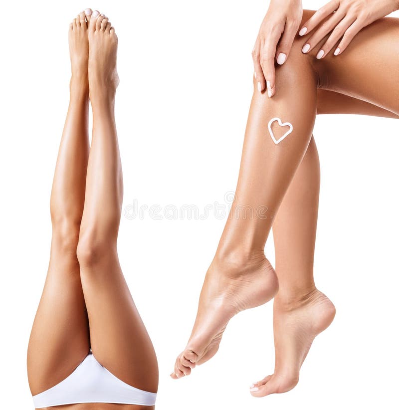 Collage of perfect and healthy female legs.