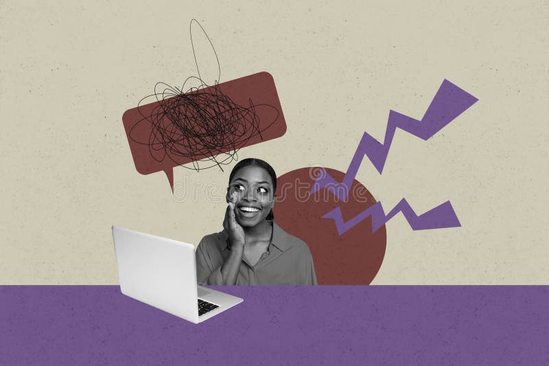 Collage with person surrounded by message bubbles symbolizing chatting communication online interaction business royalty free stock photography