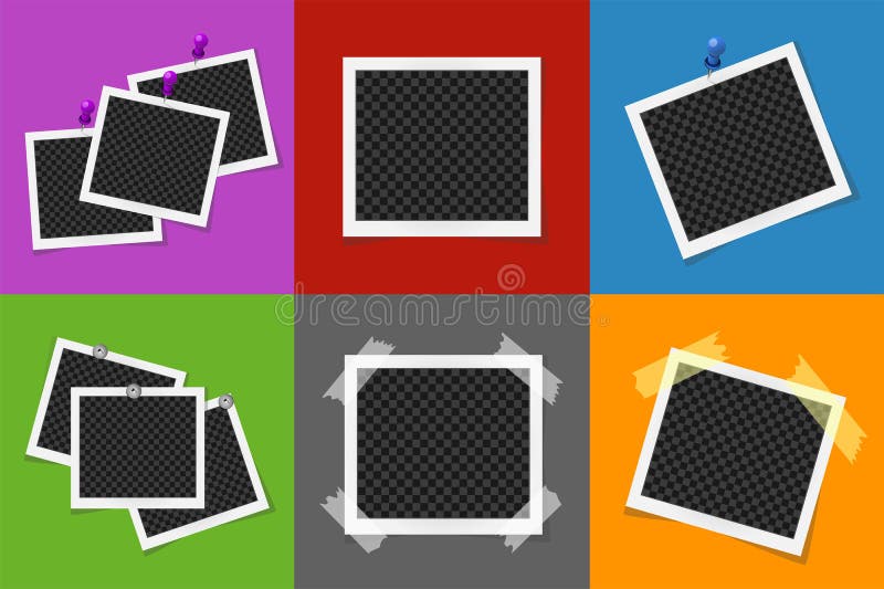 Collage of Realistic Vector Photo Frames . Template Retro Photo Design