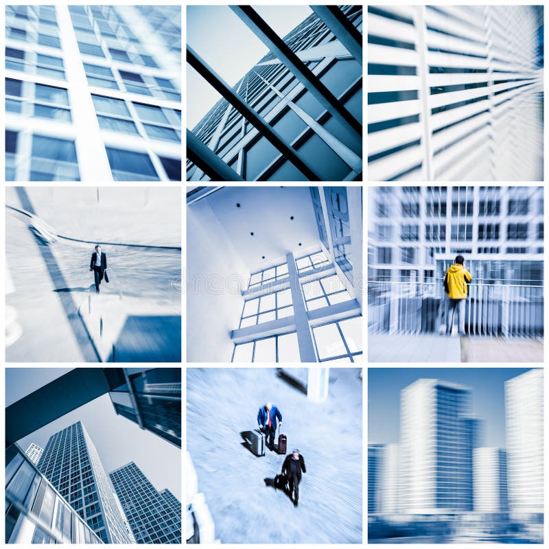 Collage of Photos with Modern Commercial Office Building in Beijing