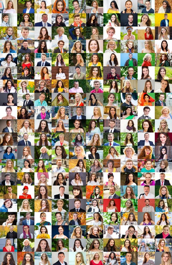 Collage photos of young and real happy people over 16 years old stock photography