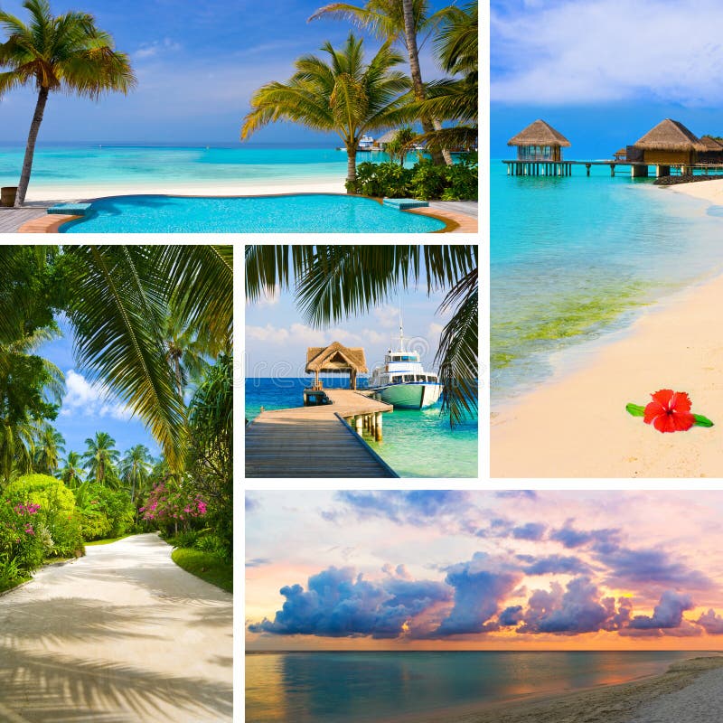 Collage of summer beach maldives images