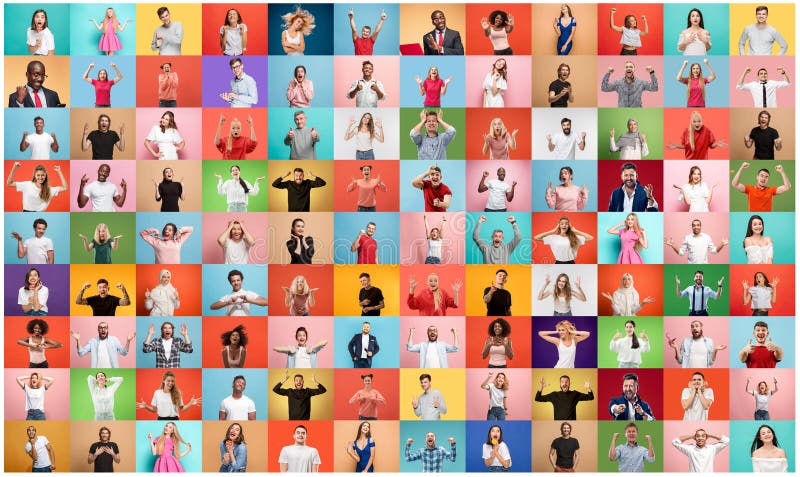 The collage of surprised people stock photo The collage of surprised people stock photo