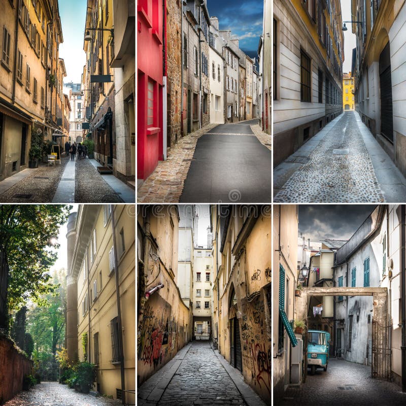 Collage of typical alley royalty free stock photos Collage of typical alley royalty free stock photos