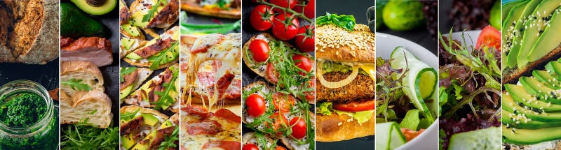 Collage van heerlijk voedsel en fastfood