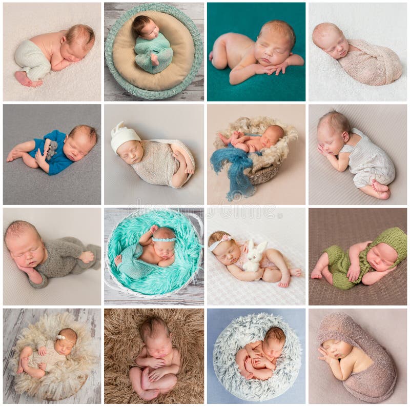 Collage van pasgeboren babysfoto's stock afbeelding Collage van pasgeboren babysfoto's stock afbeelding