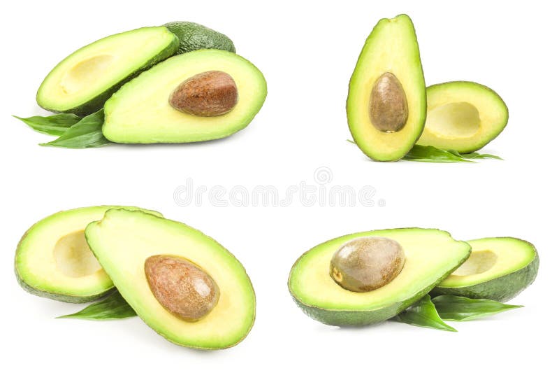 Collage van rijpe die avocado's over een witte achtergrond wordt geïsoleerd royalty-vrije stock foto's Collage van rijpe die avocado's over een witte achtergrond wordt geïsoleerd royalty-vrije stock foto's
