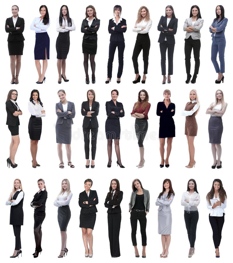 Collage van succesvolle moderne onderneemster Ge?soleerd op wit stock afbeeldingen Collage van succesvolle moderne onderneemster Ge?soleerd op wit stock afbeeldingen