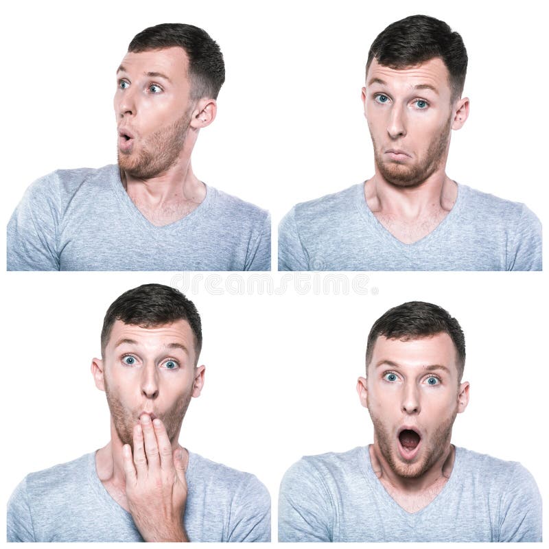 Collage van verrast, verbaasd, het benieuwd zijn gezichtsuitdrukkingen stock afbeelding Collage van verrast, verbaasd, het benieuwd zijn gezichtsuitdrukkingen stock afbeelding