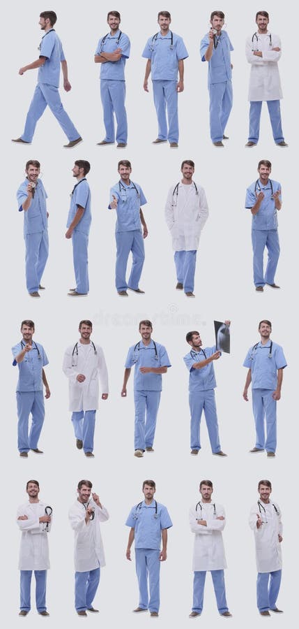 Collage of a variety of medical doctors standing in a row royalty free stock image Collage of a variety of medical doctors standing in a row royalty free stock image