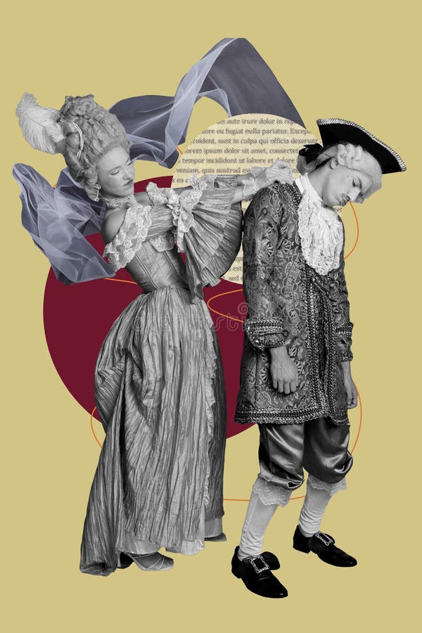 Collage vertical de imágenes de zine de niñas duquesas insatisfechas rechazan el conflicto de la familia real de duke romance medi fotos de archivo