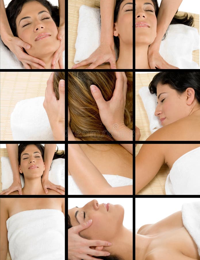 Collage of women getting massage