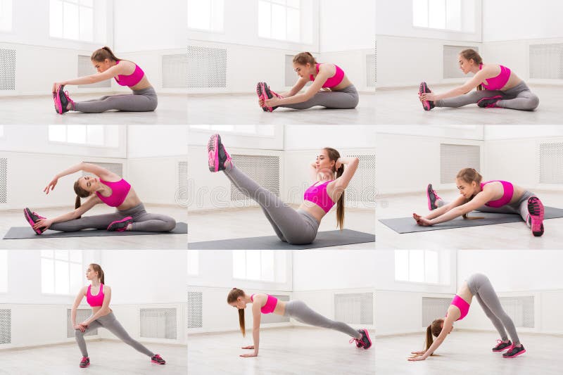 Collage of young woman practicing yoga royalty free stock images Collage of young woman practicing yoga royalty free stock images