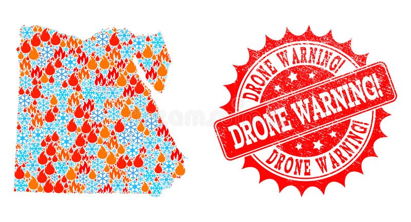 Collagekaart van Egypte van Brand en Sneeuw en Hommel de Zegel van Grunge van de Waarschuwingsuitroep royalty-vrije illustratie Collagekaart van Egypte van Brand en Sneeuw en Hommel de Zegel van Grunge van de Waarschuwingsuitroep royalty-vrije illustratie