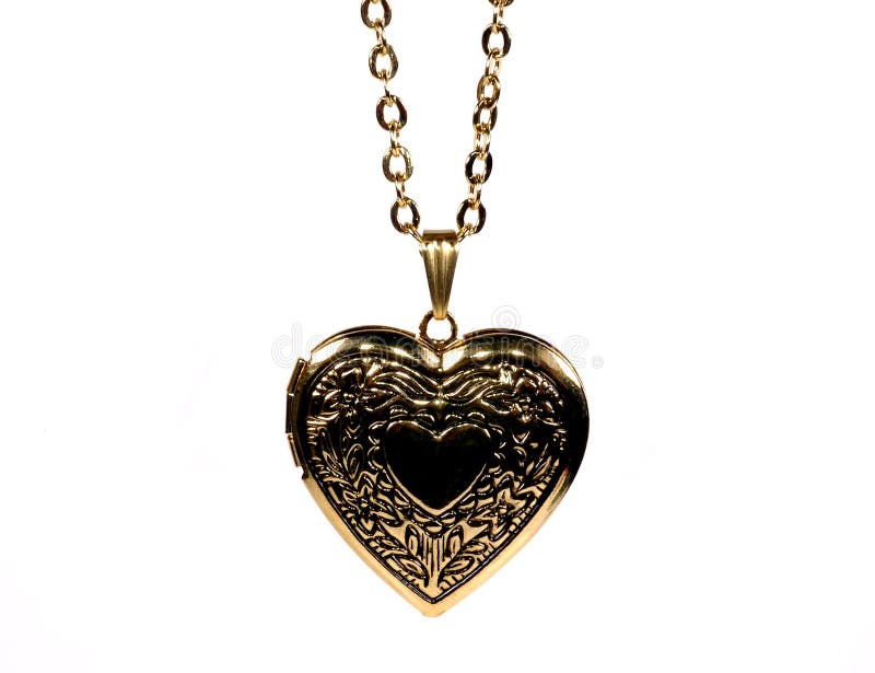 Photo of a Gold Heart Shaped Locket. Photo of a Gold Heart Shaped Locket