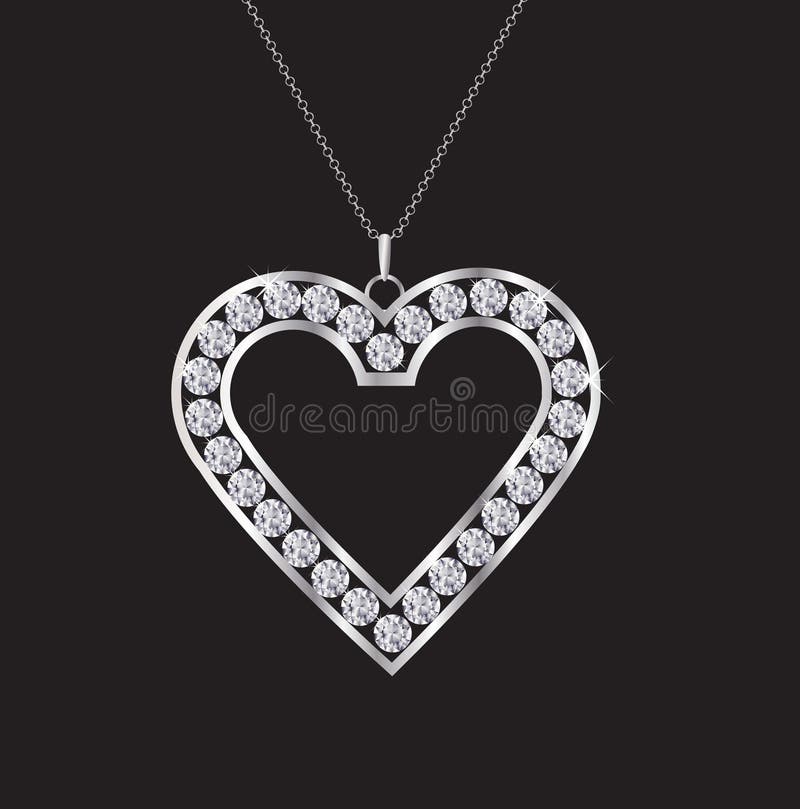 Collana del cuore del diamante illustrazione di stock Collana del cuore del diamante illustrazione di stock