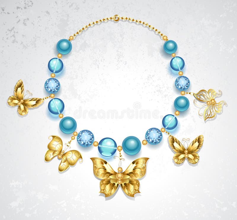 Collana delle farfalle dorate illustrazione di stock Collana delle farfalle dorate illustrazione di stock