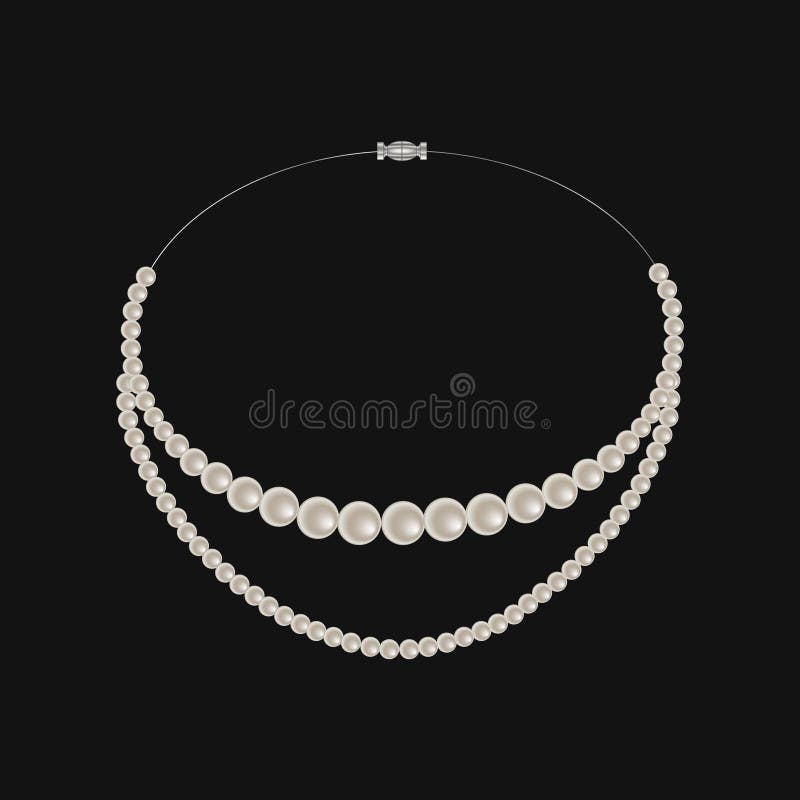 Collana realistica della perla isolata su fondo nero royalty illustrazione gratis Collana realistica della perla isolata su fondo nero royalty illustrazione gratis