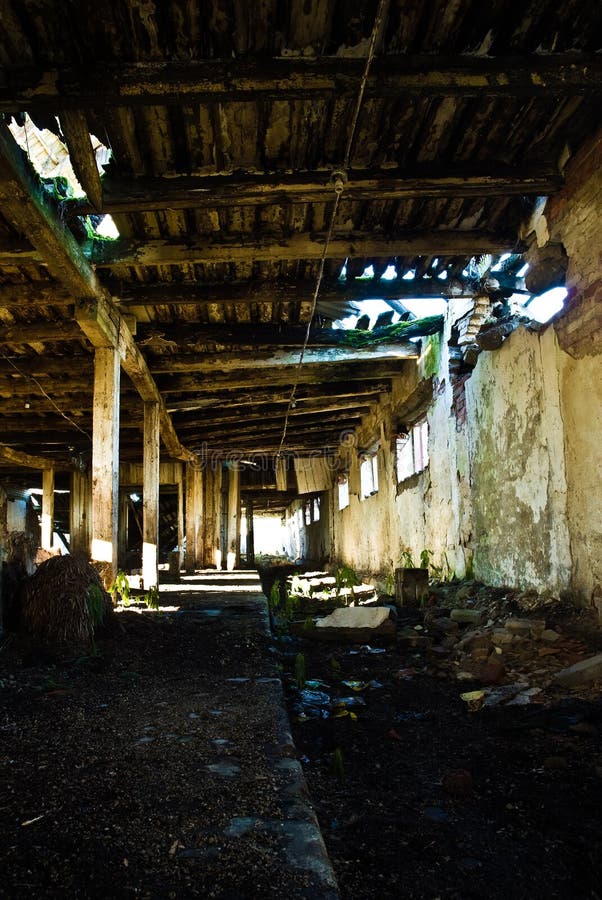 Collapsing interior of barn