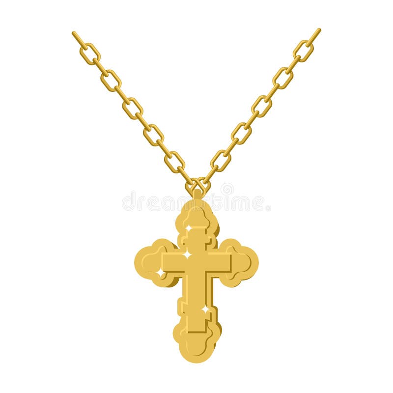Collar cruzado de oro en la cadena de la joyería del oro crucifijo Orthodo ilustración del vector Collar cruzado de oro en la cadena de la joyería del oro crucifijo Orthodo ilustración del vector
