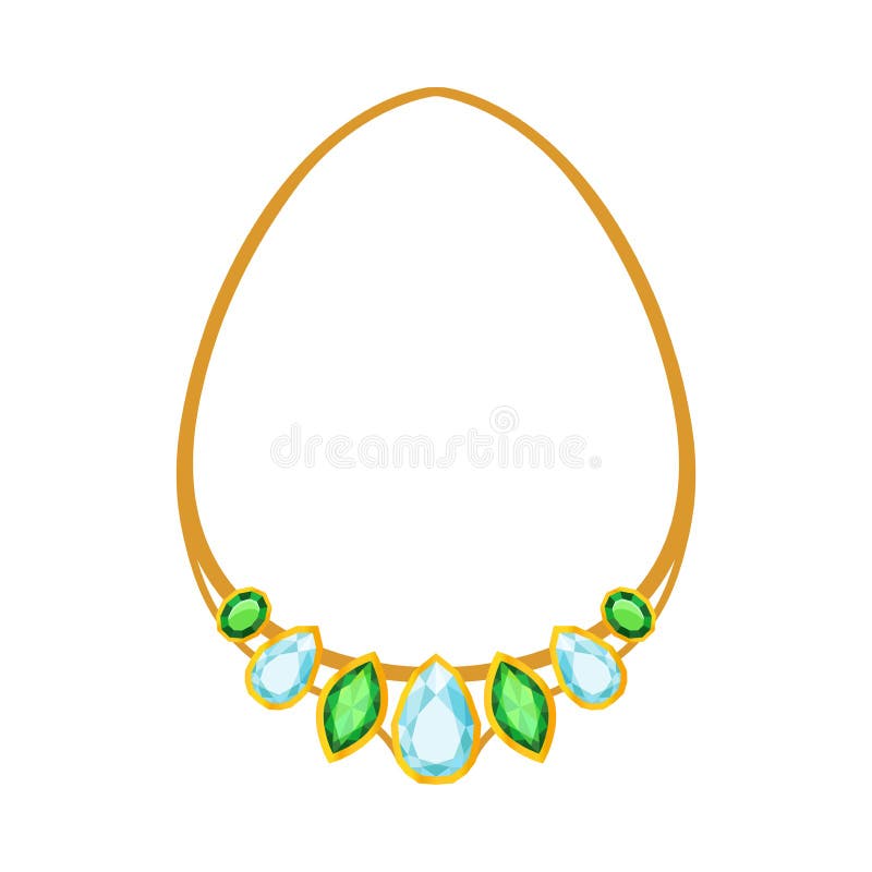 Collar fino con las gemas verdes y transparentes Ilustraci? n del vector en el fondo blanco ilustración del vector