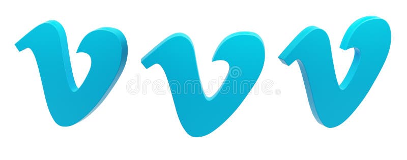 Collcection set of 3D isolated render of floating video sharing vimeo app social media icon logo in front perspective view. royalty free illustration