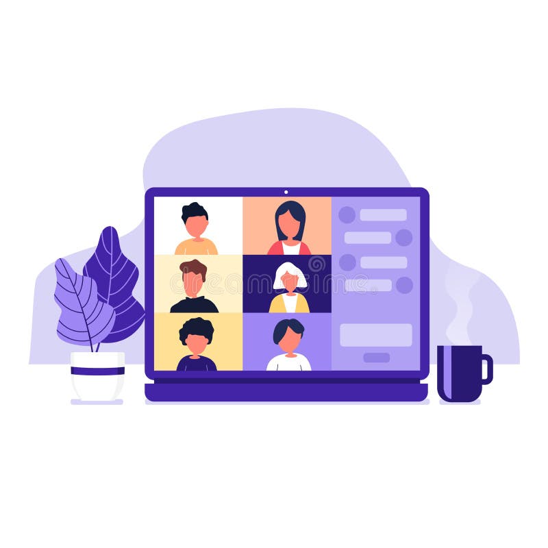 Virtual Meeting. Collective Home Video Conference, Man Chatting Online with  People. Discussion with Friends, Internet Stock Vector - Illustration of  education, corporate: 195820132